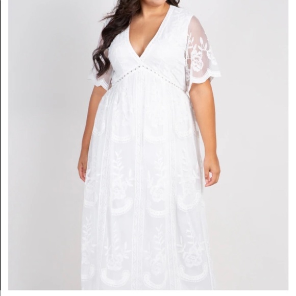 Pinkblush Dresses & Skirts - White lace overlay dress wedding or maternity